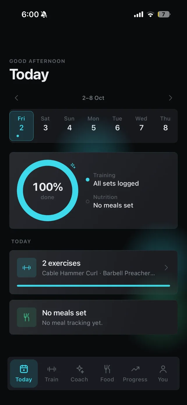 Today screen with daily completion rings